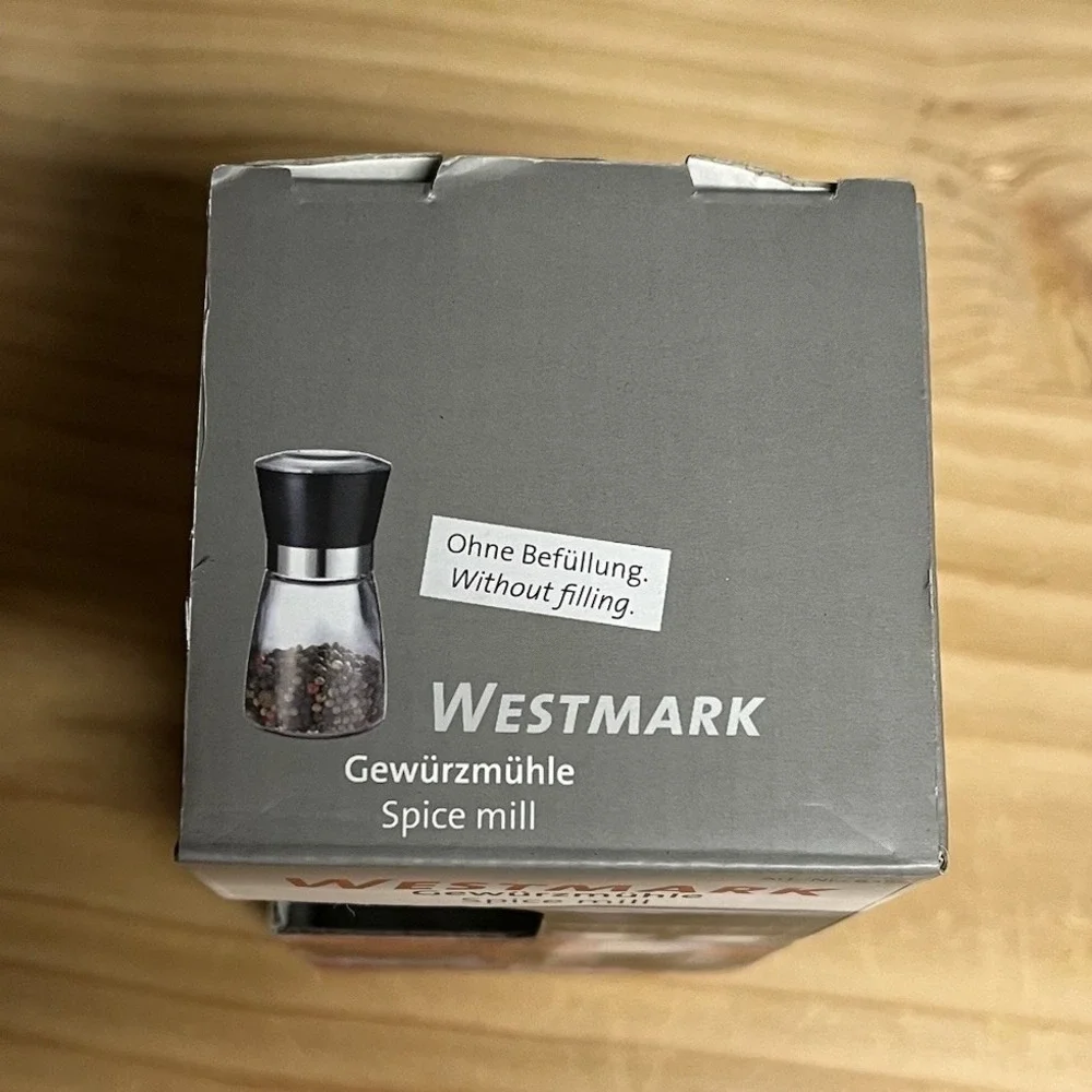 Westmark Spice Mill Ceramic Grinder‎ Adjustable Grind Glass Black Silver 6354